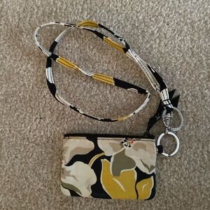 Vera Bradley Dogwood Zip Card Case and Lanyard